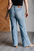 High Rise Side Seam Detail Wide Leg Jeans