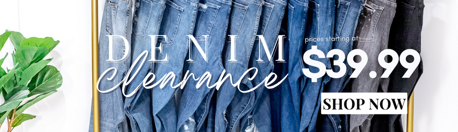 Denim Clearance Sale. Prices starting at $39.99