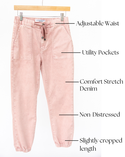 Rosy Glow High Rise Jogger Mica Denim