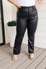 Judy Blue Reg/Plus Tummy Control Black Faux Leather Straight Leg