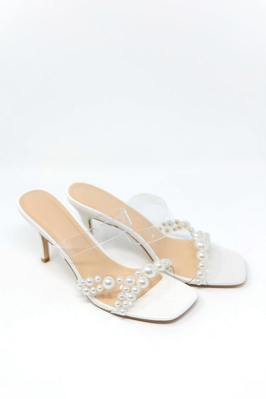 Clear Intentions Pearl Strap Heels