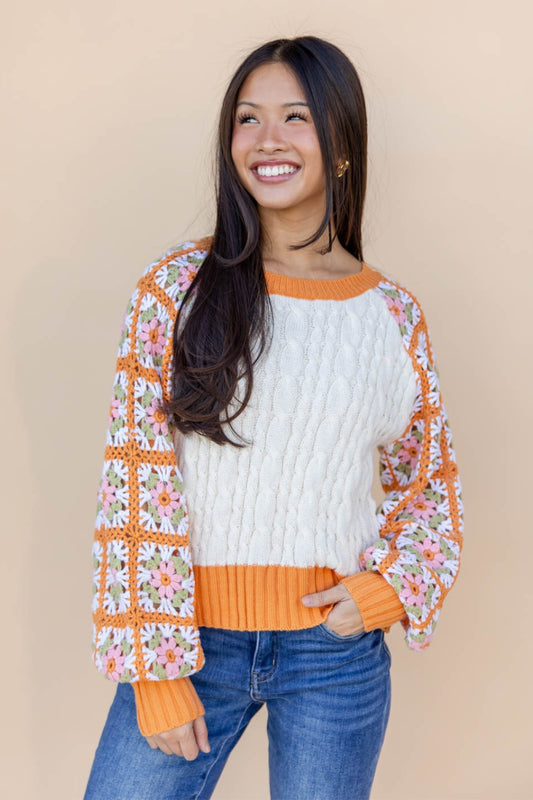 Patchwork Princess Cable Knit Sweater