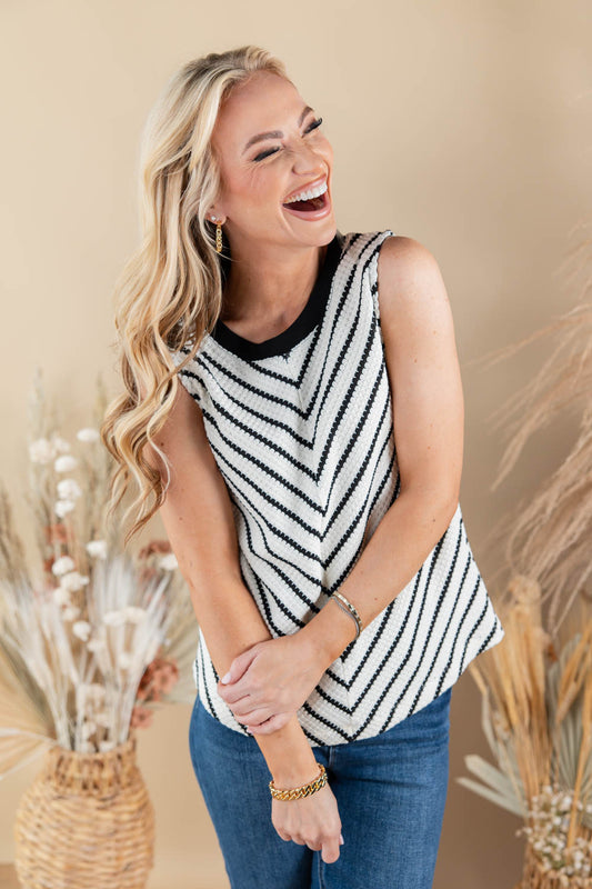 Linear Motion Chevron Stripe Top