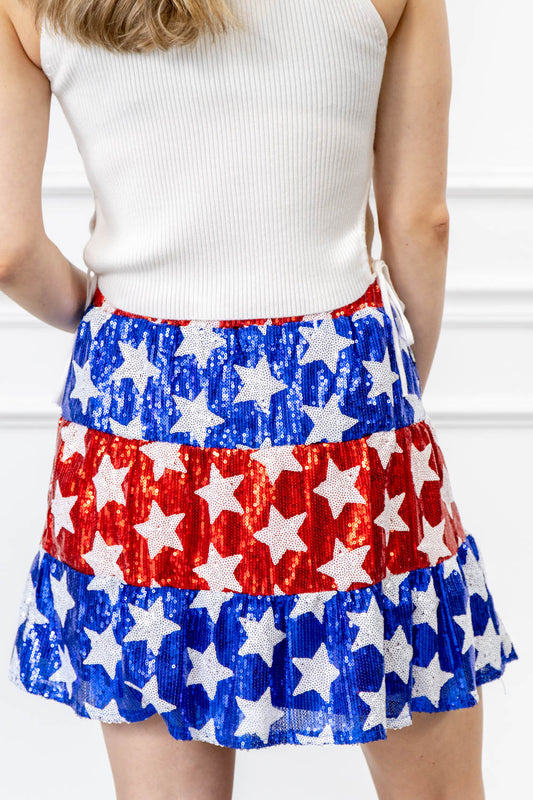 She Sparkles Americana Sequin Skirt