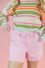 Candy Coated Pink Cuffed Denim Shorts
