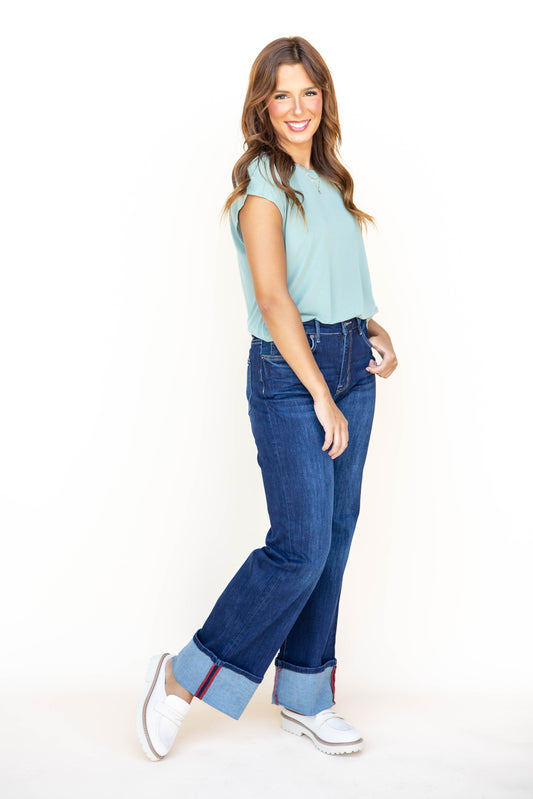 Midnight in Paris Super Long Jeans - Dark Wash