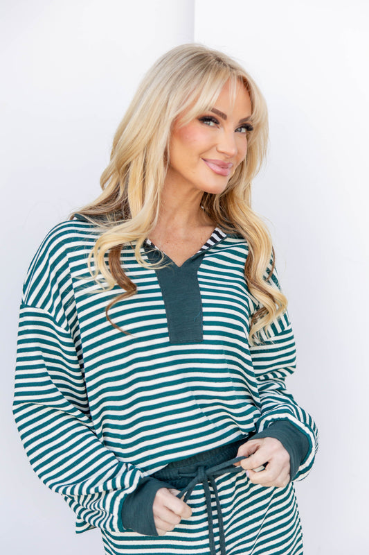 Line & Shine Collared Top And Skirt Set