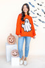 Boo Crew Orange Knit Ghost Graphic Sweater