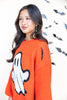 Boo Crew Orange Knit Ghost Graphic Sweater