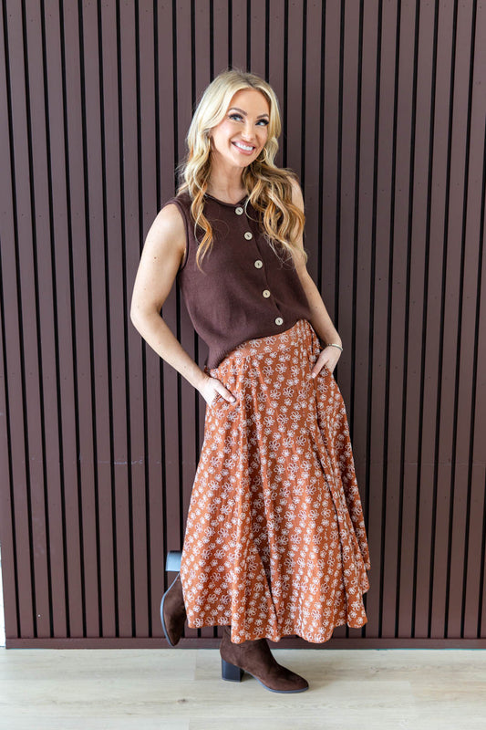 Bloomy Babe Embroidered Floral Midi Skirt