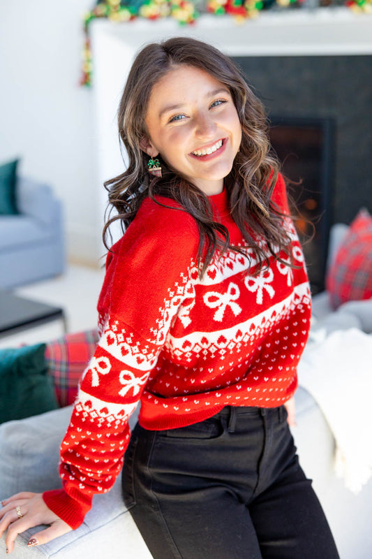 Sweetly Wrapped Fair Isle Bow Sweater
