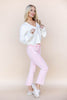 Bubblegum Blues Light Pink Crop Flare Vervet Jeans