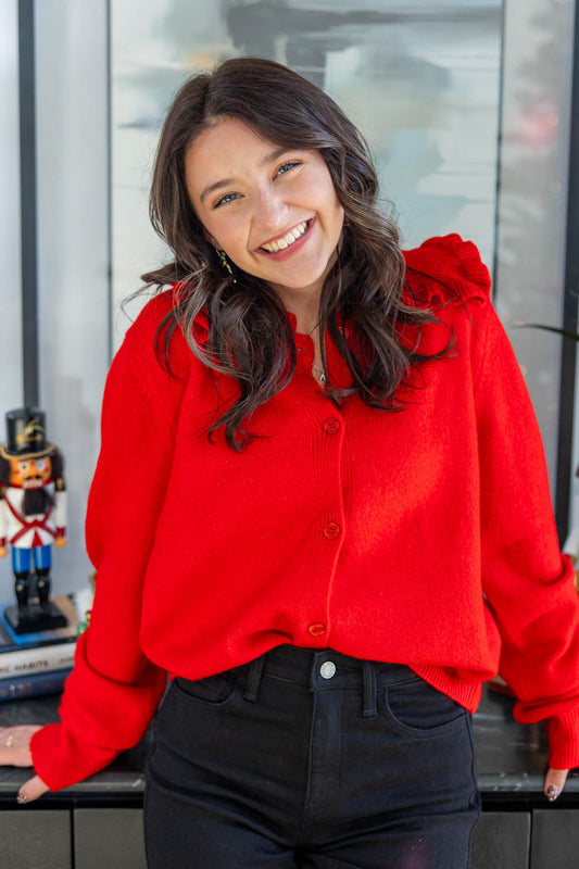 Chilly Day Darling Ruffled Cardigan