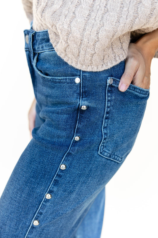 Studded Straight Leg Jeans