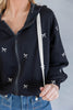 Bow & Behold Embroidered Zip Up Hoodie