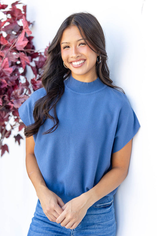 Parisian Romance Mock Neck Short Sleeve Top