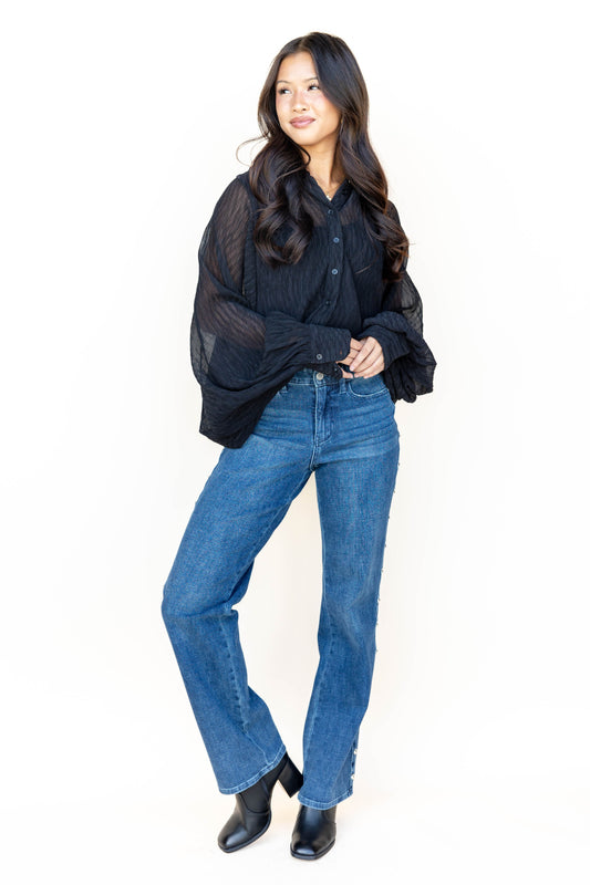 Studded Straight Leg Jeans