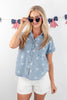 Star Power Denim Short Sleeve Top
