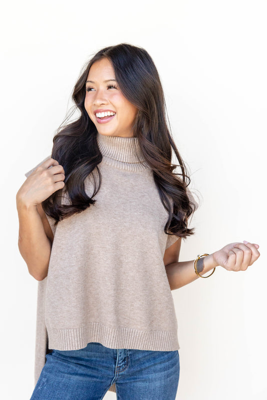 Coconut Grove High-Low Turtleneck Sweater