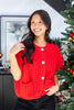Holiday Shine Time Button Sweater Top
