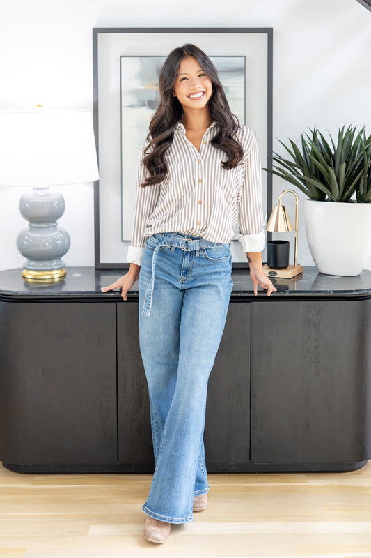 Main Character Belted Wide Leg Jeans