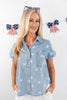 Star Power Denim Short Sleeve Top