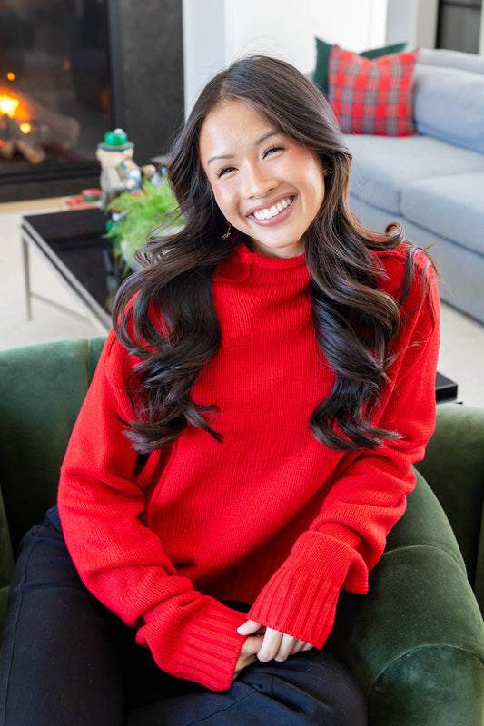 Fireplace Fits Mock Neck Sweater