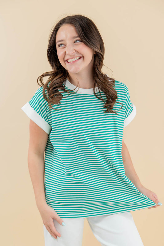 Neon Sweet Striped Short Sleeve Top