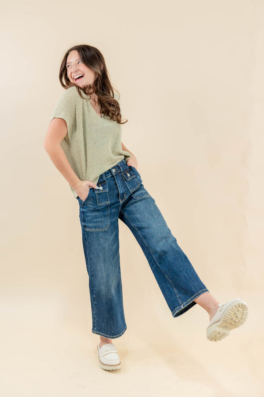 Lucky Break Crop Wide Crop Utility Jeans