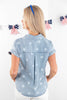 Star Power Denim Short Sleeve Top