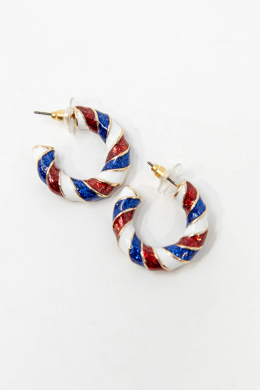 Sparkle Pops Glitter Twist Hoop Earrings