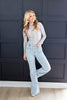 Good Vibes Only Button Fly Flare Jeans