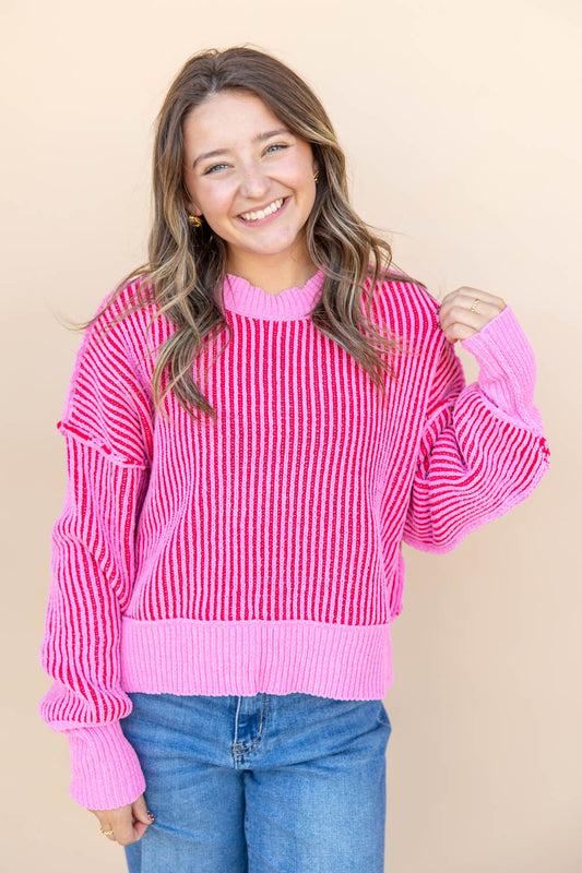 Wavelength Stripe Sweater Top