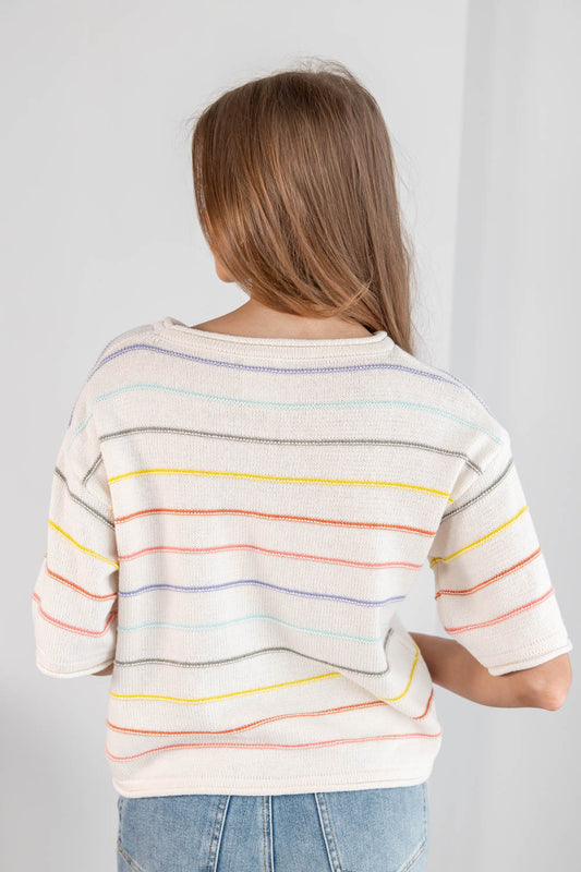 Bright & Breezy Striped Short Sleeve Sweater