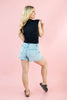 Roll With It Frayed Stretch Denim Shorts