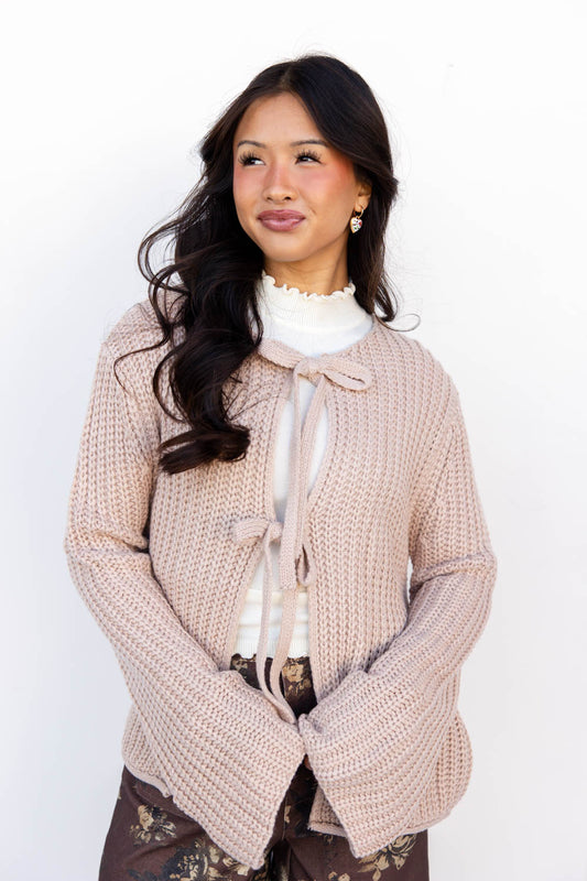 Honey Hugs Front Tie Cardigan Sweater
