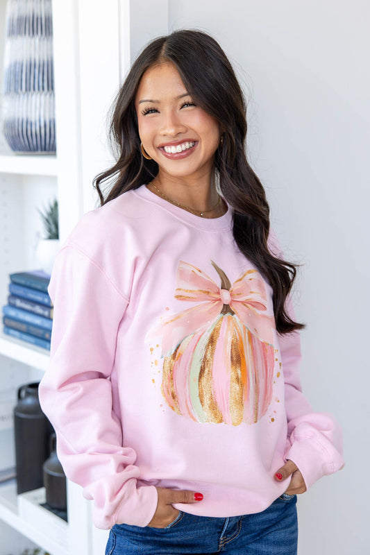 Pastel Pumpkin Graphic Crewneck Sweatshirt
