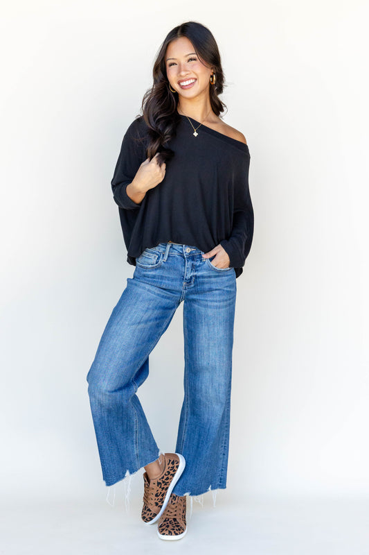 Cool Girl Mid Rise Wide Leg Crop Lovervet Jeans