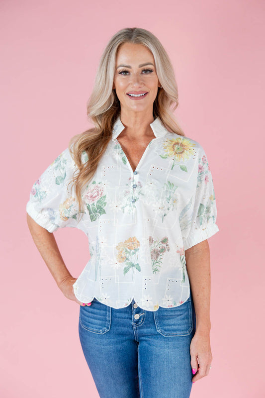 Poise & Petals Short Sleeve Blouse