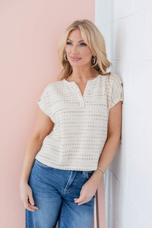 Subtle Stitches Short Sleeve Top