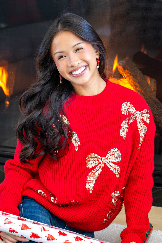Bow N' Glow Sequined Sweater