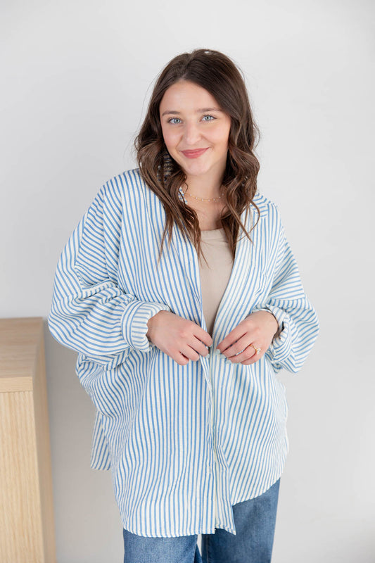 Simply Striped Long Sleeve Button Down Top