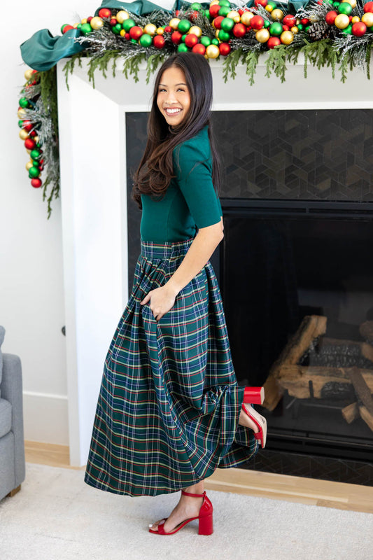 Kilted Edge Plaid Skirt