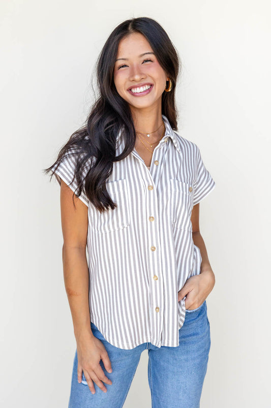 Lined In Love Button Down Top
