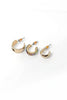 Color Splash Gold and Rhinestone Trio Hoop Earrings SET OF 3