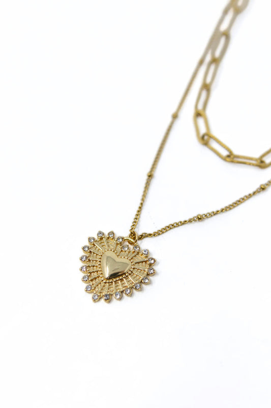 Heart Throb Dual Layered Heart Pendant Necklace