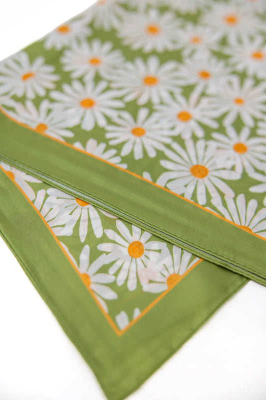 Happy Daisy Floral Bandana Square Scarf