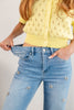 Just Bow Cute Rhinestone Wide Leg Jeans