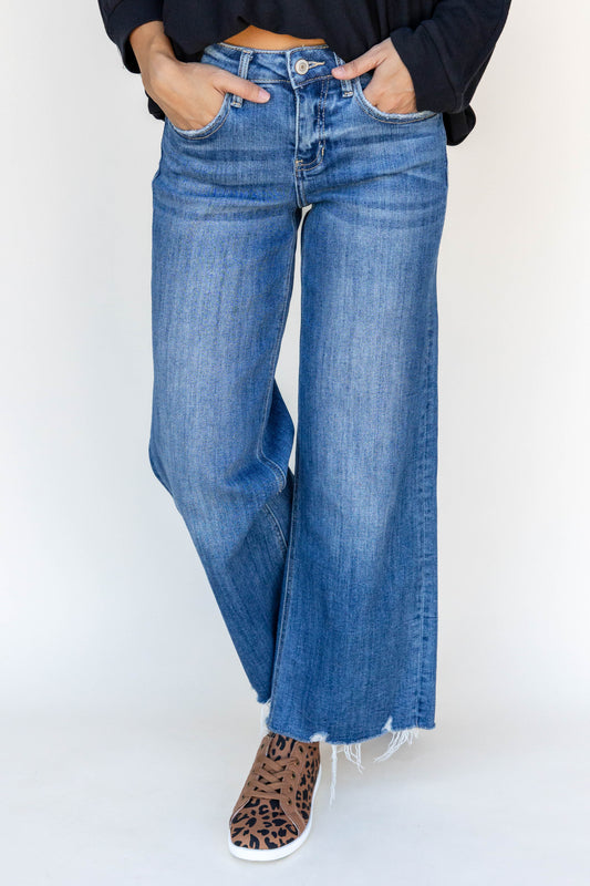 Cool Girl Mid Rise Wide Leg Crop Lovervet Jeans