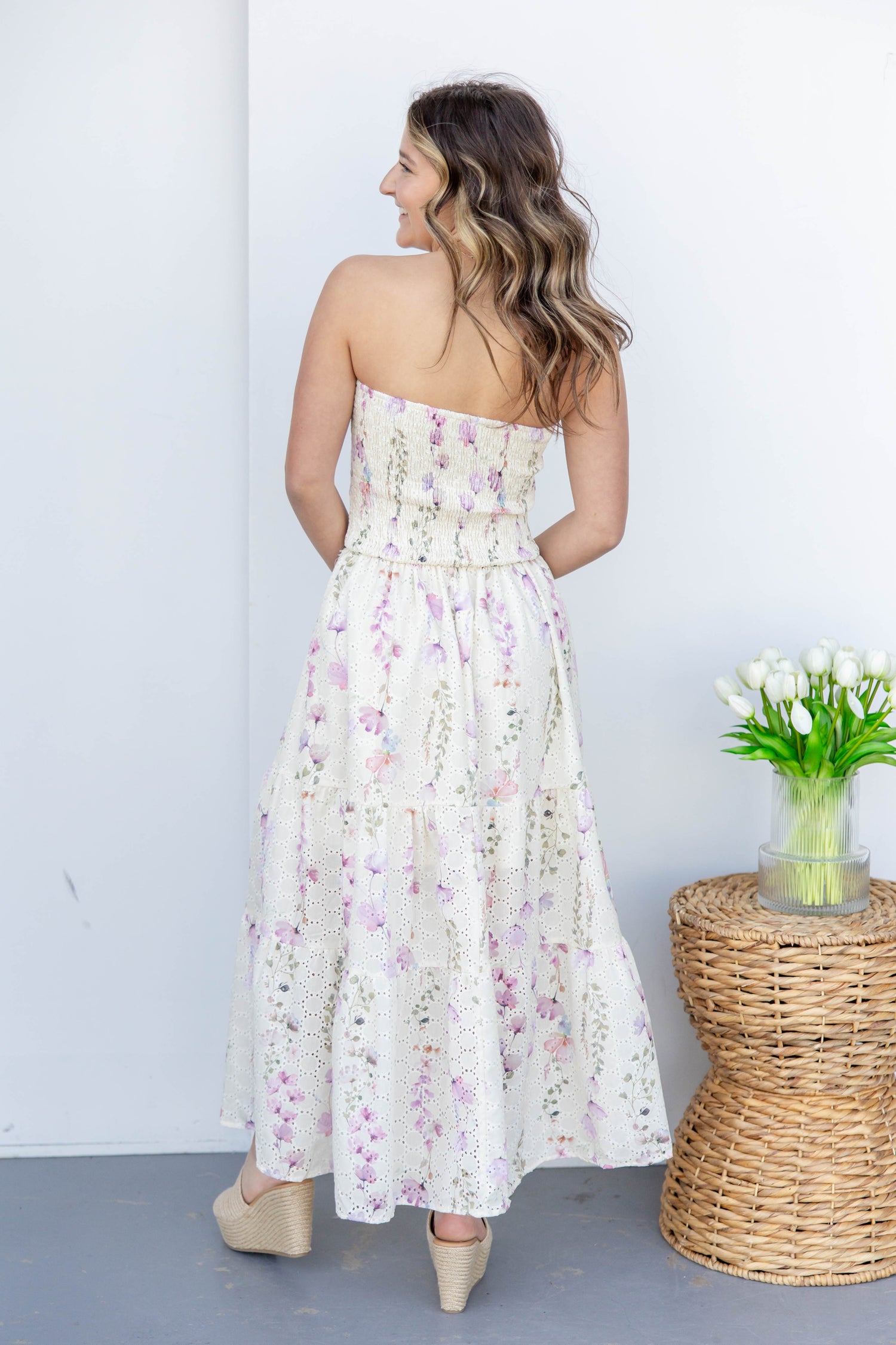 petal pink long dress SEROYA Swan Maxi Dress in Pink